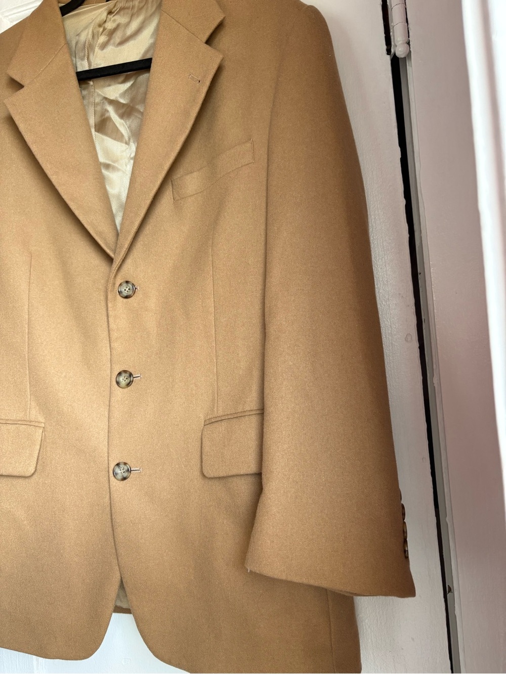 Oscar de la Renta Cashmere Wool Blend Camel Blazer Sport Coat Jacket Mens 40R - Picture 2 of 8